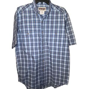 Wrangler Rugged Wear Mens Plaid Short Sleeve Button‎ Up Shirt